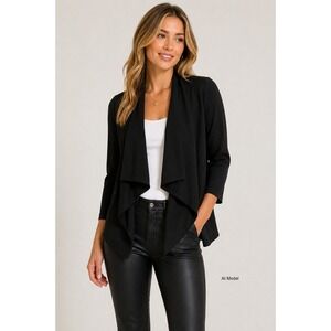 The Kooples Sport Black Drape Front Open Cardigan Jacket Size 1 / Small Layering